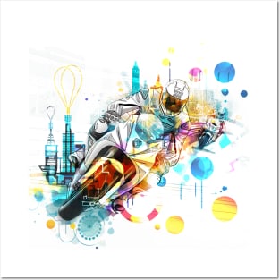 Abstract motorcycle Posters and Art